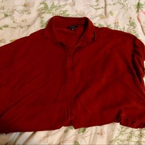 Maroon button-up crop top